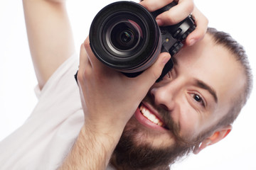 Young bearded  photographer