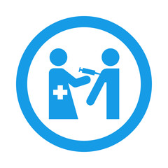 Icono redondo vacuna azul
