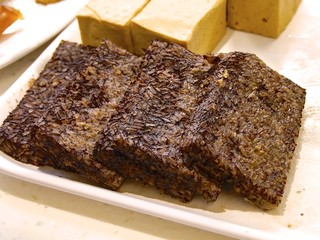 The close view of duck blood cake in Taiwan