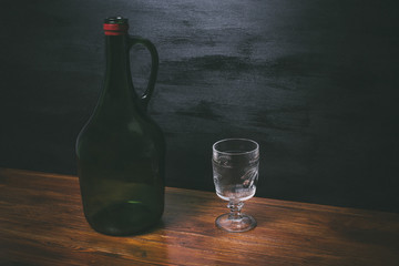 Old bottle and glass