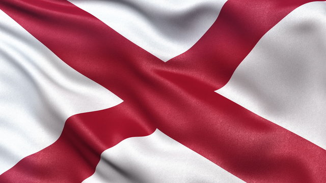 US state flag of Alabama waving in the wind - seamless loop