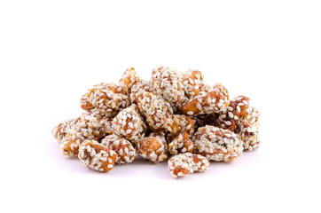 Caramelized cashews isolated