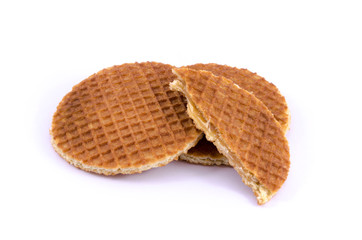 Round waffle isolated on white background