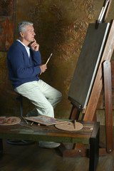  Elderly man painting