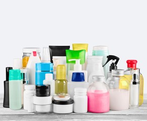 Blank. Still life portrait of a group of product packaging