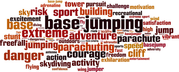 BASE jumping word cloud concept. Vector illustration