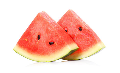 Slices of watermelon on white background