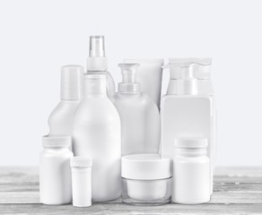 Blank. Still life portrait of a group of product packaging