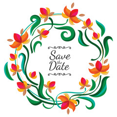 Vector floral frame with abstract colorful flowers. Wedding, bir