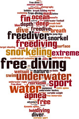 Free diving word cloud concept. Vector illustration