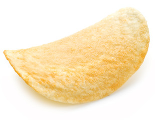 Potato chips isolated white background.