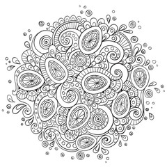 Asian ethnic floral retro doodle background pattern circle in