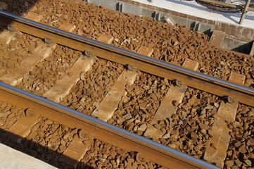 The close view of railroad track