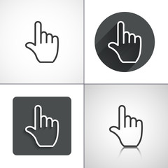 Flat hand touch pointer icons. Set elements for design.