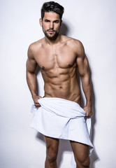 handsome muscular young bodybuilder 