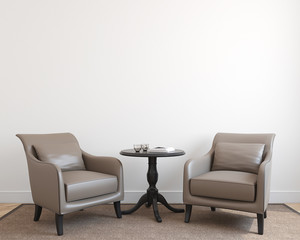 Interior with two armchairs.