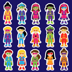 Collection of Diverse Group of Superhero Girls, matching boy sup