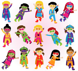 Collection of Diverse Group of Superhero Girls, matching boy sup - 81941295