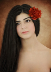 Naklejka premium Young girl with long hair