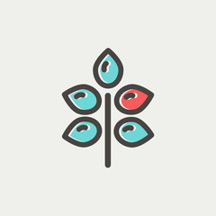 Fresh leaves thin line icon