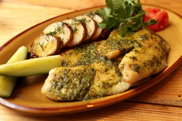 Fried fillet of sea bass