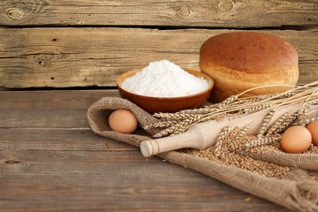 Wheat. Organic ingredients for bread preparation