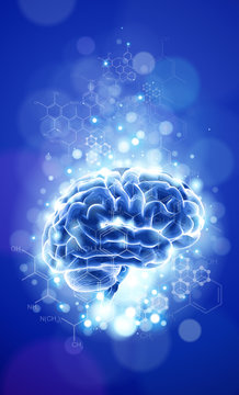 brain - blue technology concept