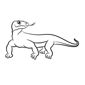 Outlined varan (komodo dragon) vector illustration