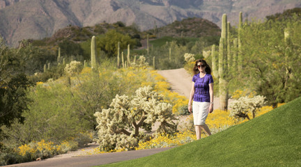 A Woman Walking in the Sonoran Desert