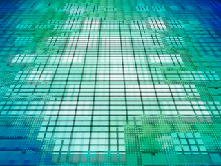 Green and blue matrix background.