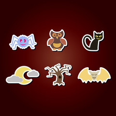 set of color icons with  symbols of Halloween  for your design