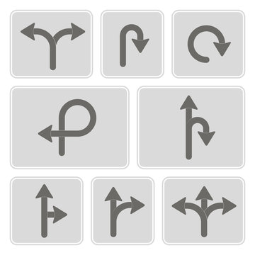 set of monochrome icons with  direction arrow  for your design