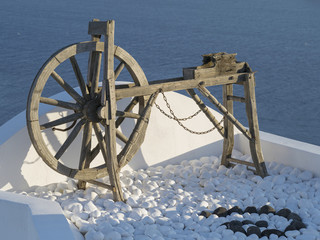 old spinning machine on Santorini in Greece