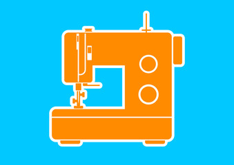 Sewing machine icon on blue background