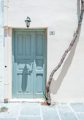 old door with branch of grapes on Santorini in Greece