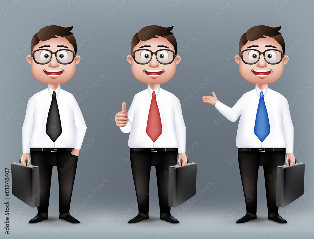 Poster set of realistic smart different professional characters