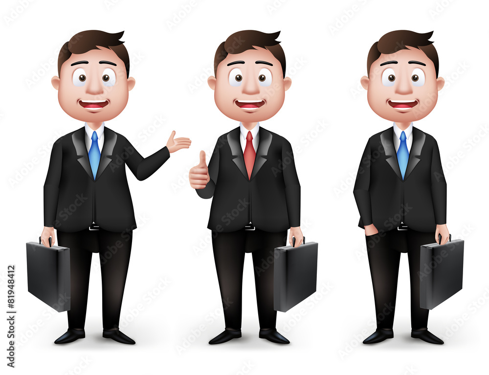 Poster set of realistic smart different professional characters