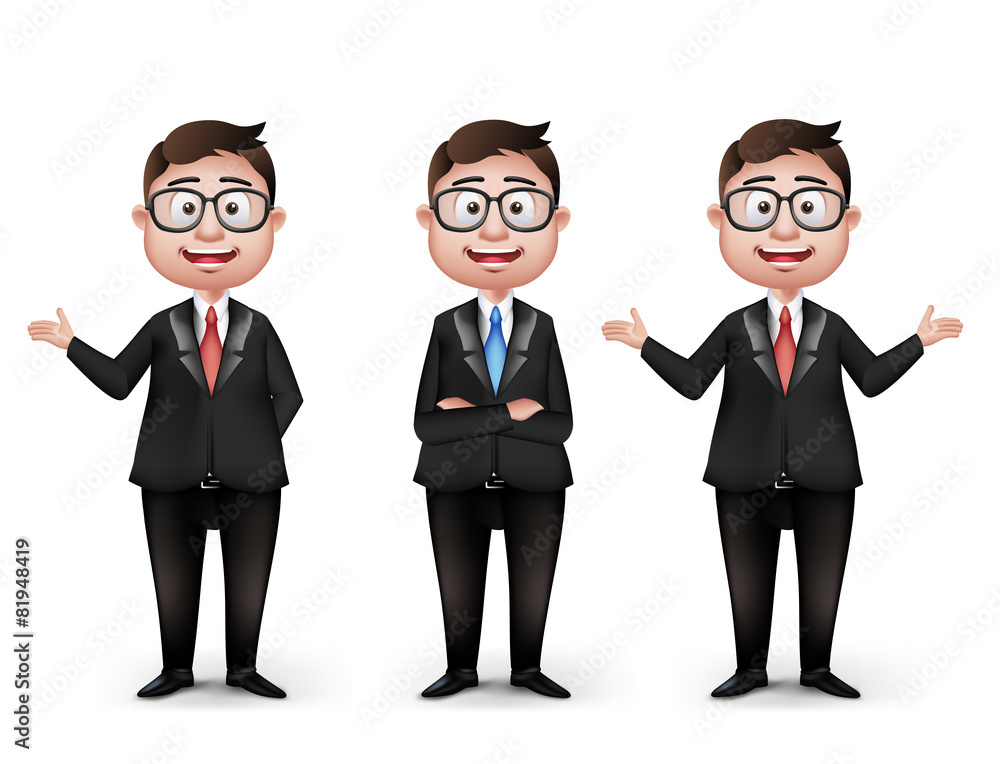 Poster set of realistic smart different professional characters