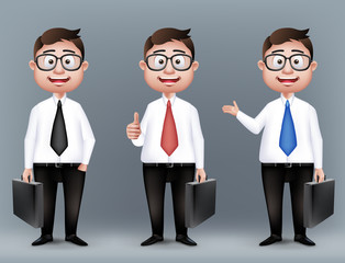 Set of Realistic Smart Different Professional Characters