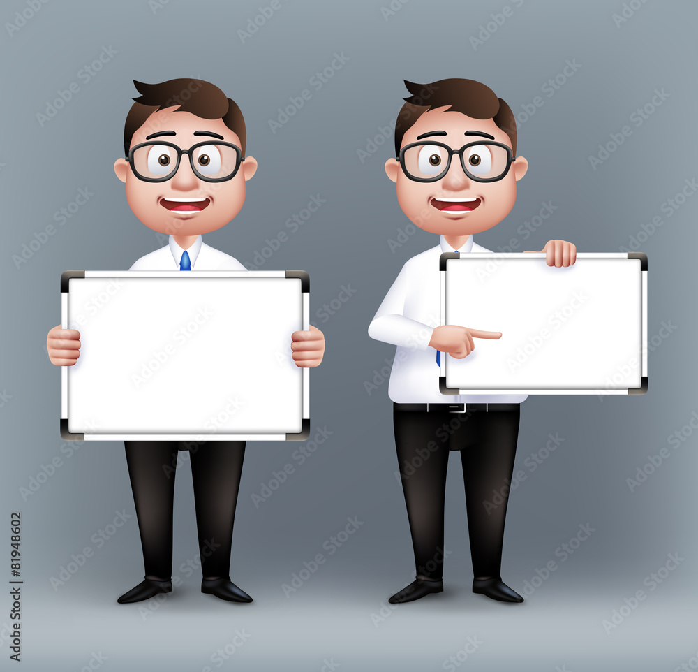 Poster set of realistic smart different professional characters