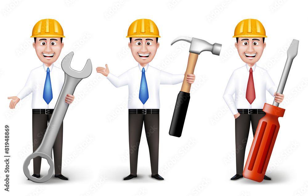Poster set of realistic smart different professional characters