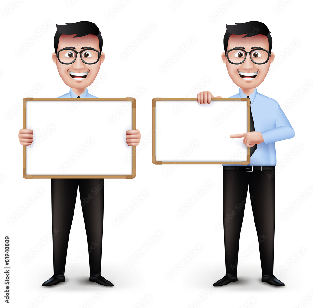 Poster set of realistic smart different professional characters
