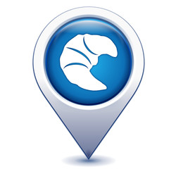 croissant sur marqueur géolocalisation bleu