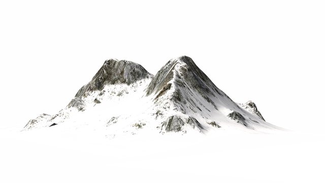 Snowy Mountains - separated on white background