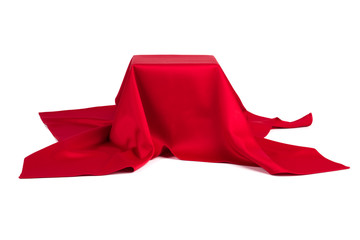 Subject covered with red cloth