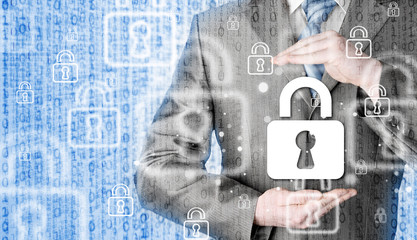 lock security businessman protect concept