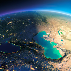 Detailed Earth. Caucasus and the Caspian Sea
