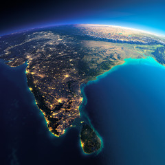 Detailed Earth. India and Sri Lanka