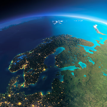 Detailed Earth. Europe. Scandinavia