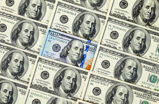 Hundred cash dollars banknote closeup, money background